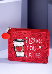 I Love You A Latte Seed Bead Small Zipper Bag – Pink Attitude Boutique