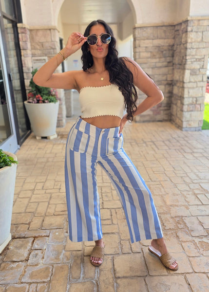 All That Is Needed Blue Striped Pants