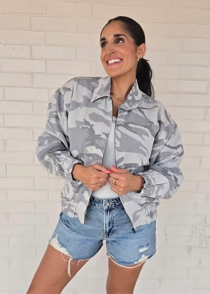 The Harper Washed Camo Bomber Jacket