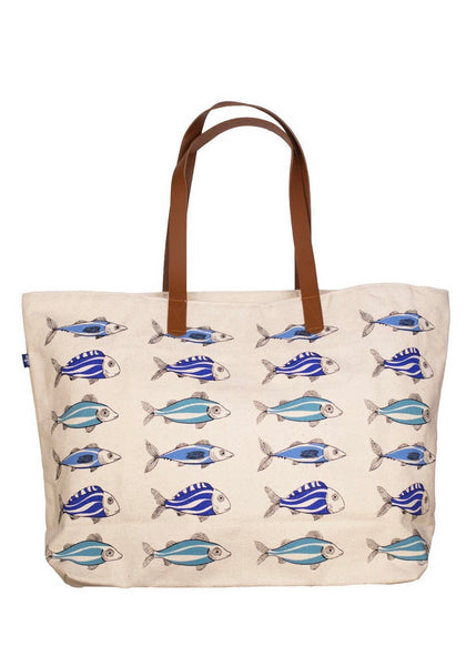 Toledo Tote   Cream/Blue   19x13x5