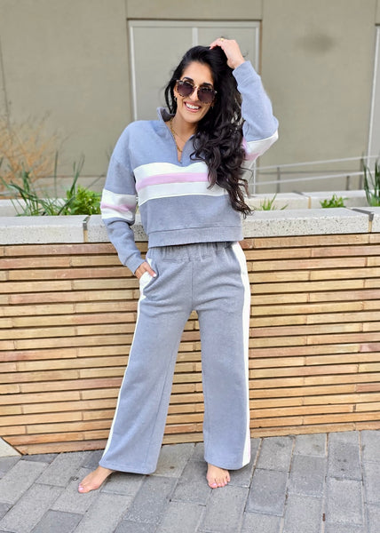 Oceans Drive Heather Grey 2 Pc Pant Set