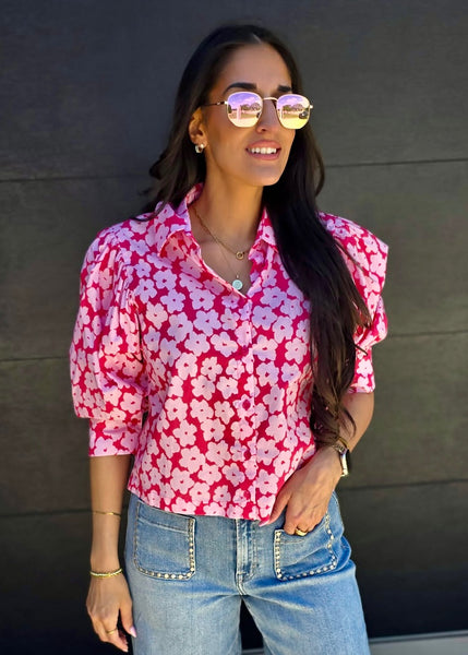On The Bright Side Pink Floral Top
