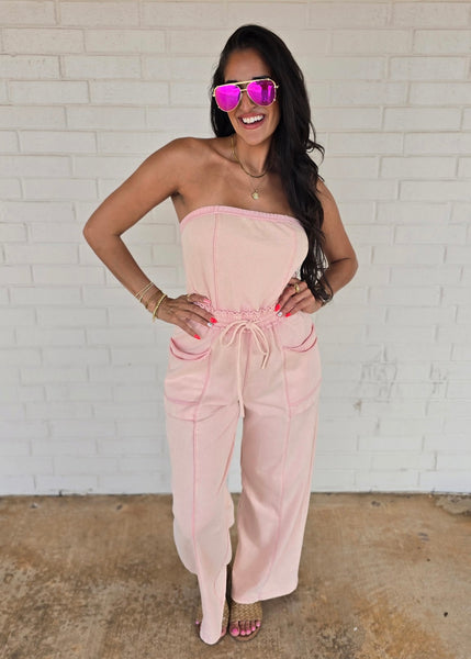 No Exposure Pink Strapless Jumpsuit