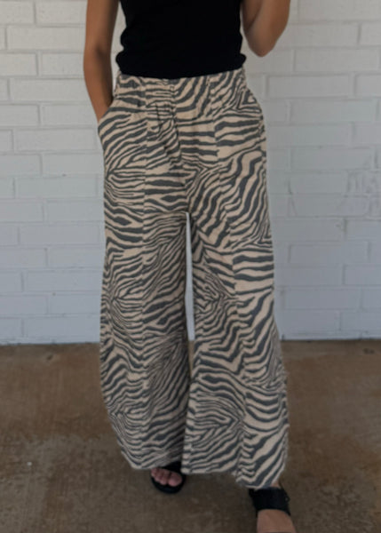 Now You See Me Taupe Zebra Pants