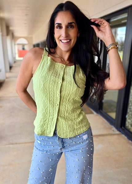 Good Vibes Mint Button Up Tank