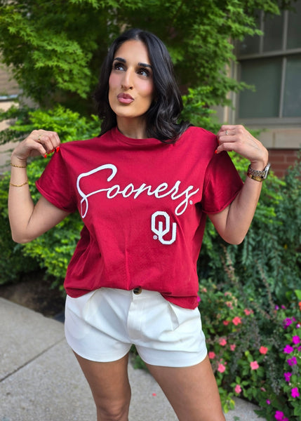 OU Sooners Chainstitch Crimson Stadium Tee