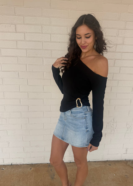 New Start Long Sleeve Off Shoulder Top