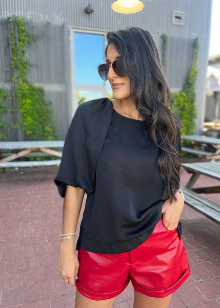 Moonlight Stroll Black Puff Sleeve Blouse
