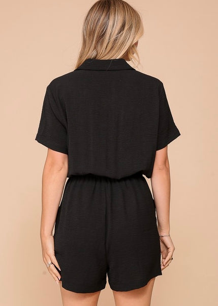 Why Not Now Black Utility Romper