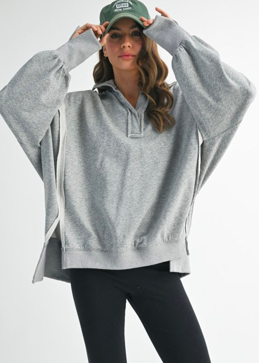 Constant Casual Grey Henley Sweatshirt