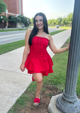 Friday Night Lights Red Strapless Dress