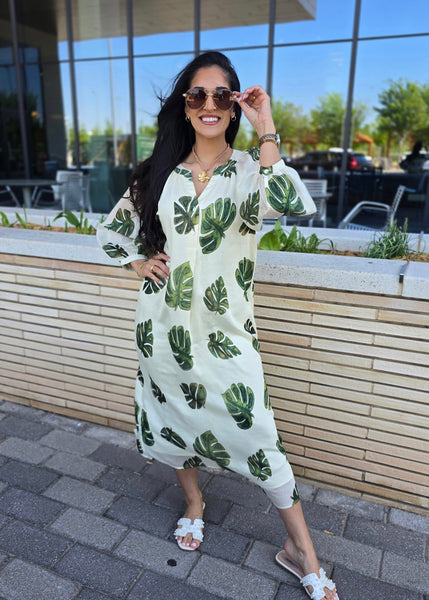 Tropical Breeze Cream Maxi Dress