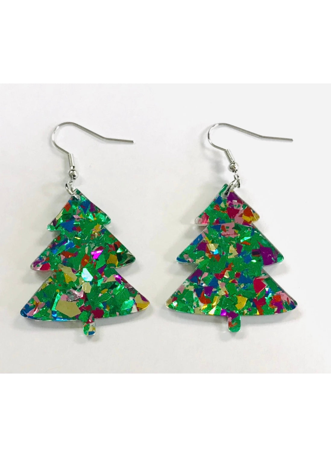 Acrylic Green Christmas Tree Earrings