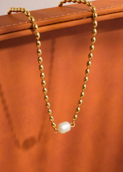 Vigne 18K Gold Non-Tarnish Pearl Ball Chain Necklace