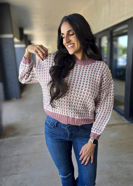 Whether Or Not Mauve/Ivory Sweater