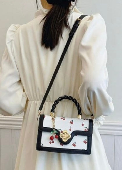 Cherry Pattern Black/White Small Crossbody Handbag