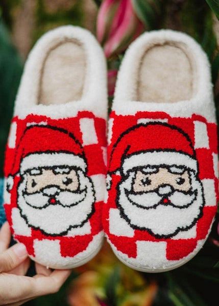 Santa Red Checkered Best Women's Slippers