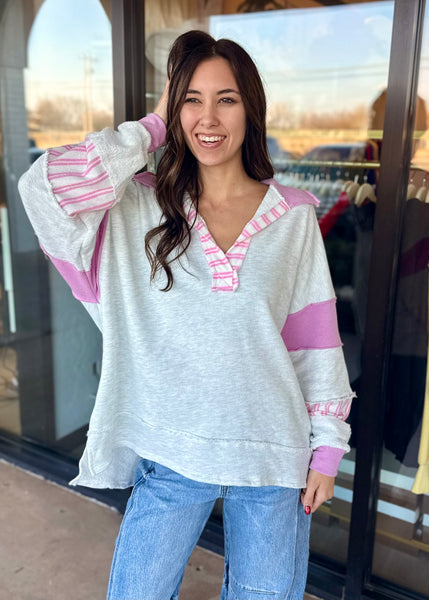 Friendly Fun Color Block French Terry Pullover