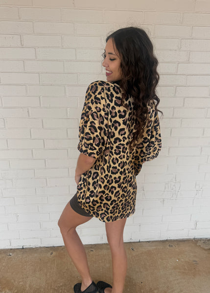 Someone Special Leopard Print V Neck Blouse