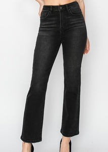 Lexi Black High Rise Crop Straight Jeans