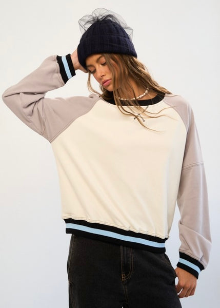 Before Too Long Ivory/Multi Crew Neck