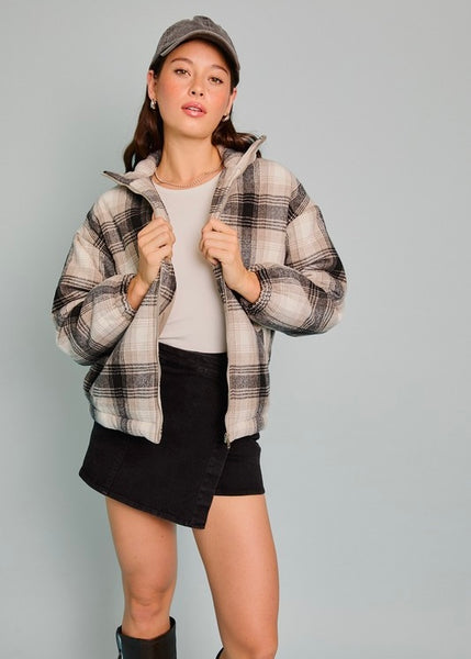 Winter Love Padded Plaid Jacket