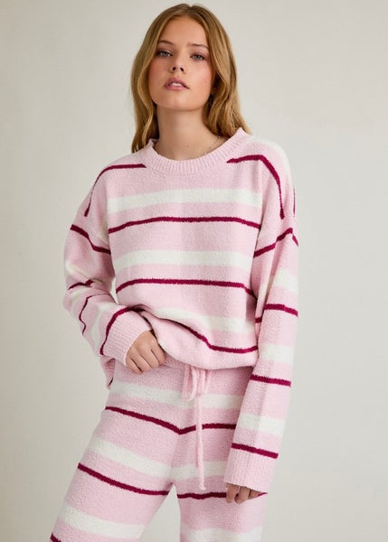 Cotton Candy Pink Plush 2 Pc Pant & Sweater Set