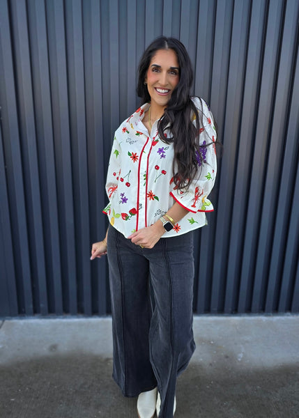 On The Bayou Button Up Print Top