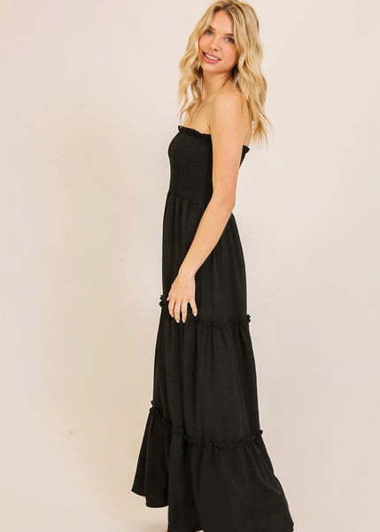 Relax And Enjoy Black Strapless Maxi Dress