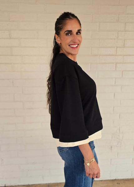 See The World Black/Cream Contrast Tee