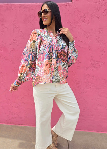Faithfully Fun Long Sleeve Floral Top