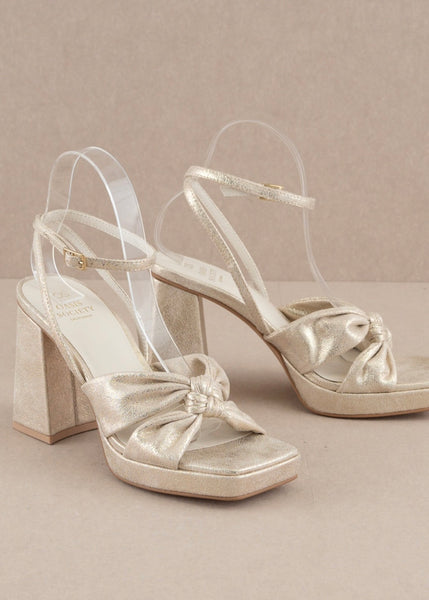 Zoey Knotted Band Gold Platform Heel
