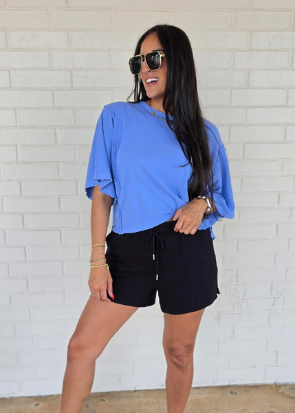 Just Because Blue Mineral Washed Tee