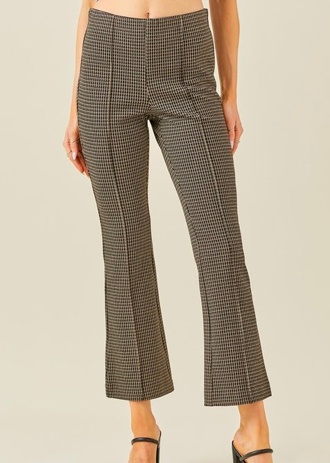 Fit and Flare Black Checkered Knit Pants