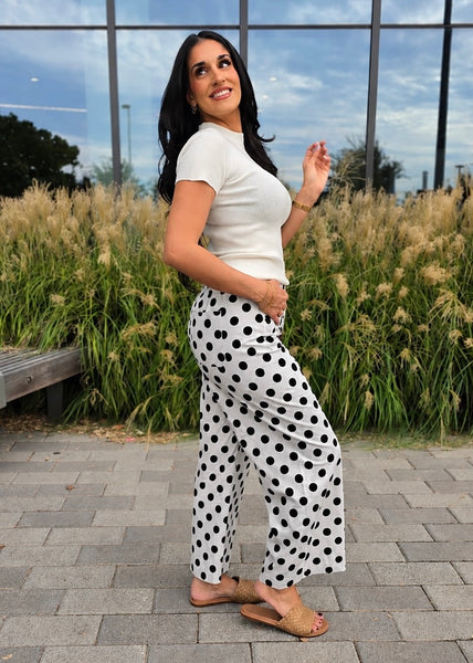 Perfect In Polka Dots Wide Leg Pants - Black