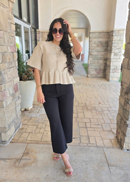 Daydreamer Beige Short Sleeve Sweater
