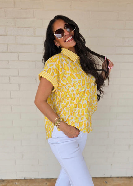 A Crazy Feeling Yellow Leopard Print Top