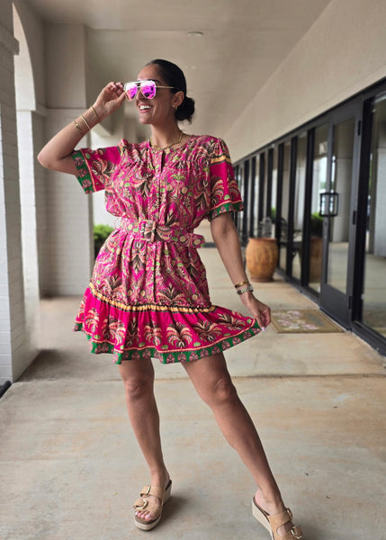 Keeping It Fun Button Up Mini Dress - Small