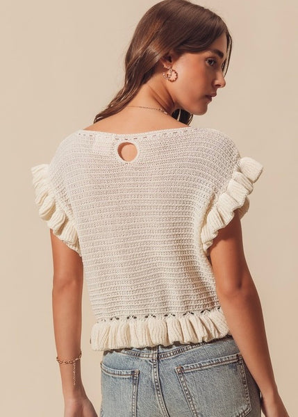 Sweet Charmer Lightweight Off White Knit Sweater