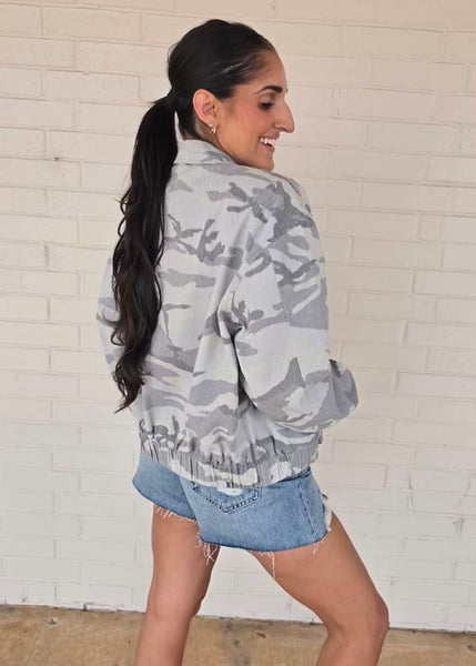 The Harper Washed Camo Bomber Jacket