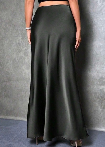 Happy To Know You Black Satin Maxi Skirt