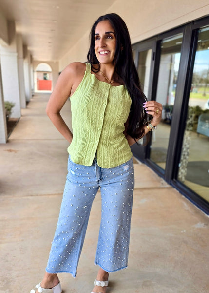 Good Vibes Mint Button Up Tank