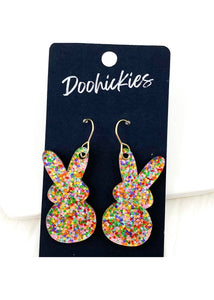 1.5" Confetti Marshmallow Bunnies -Easter Earrings: Daisy Candy