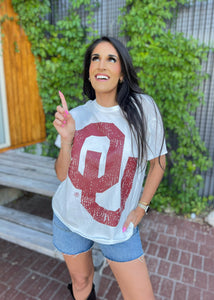 OU White Stadium Oversized Tee