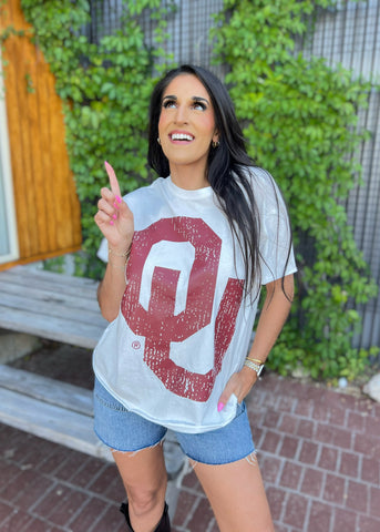 OU White Stadium Oversized Tee