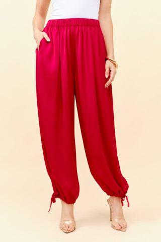 Walking Through Life Red Satin Pants