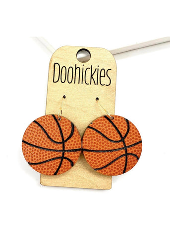 Engraved Basketball Acrylic Dangle Sport Earrings