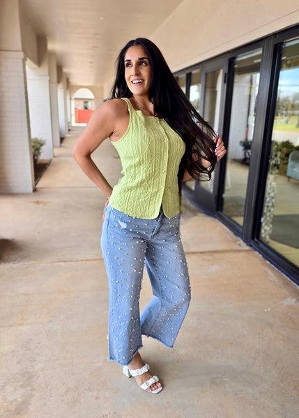 Good Vibes Mint Button Up Tank