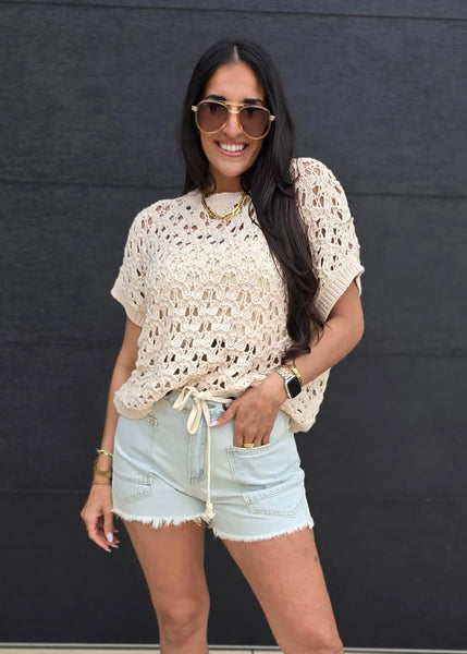 Blair Denim Shorts With Tie Belt