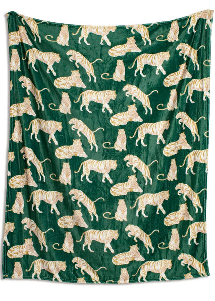 Chloe Tiger Throw   Green/Gold/Pink   50x60